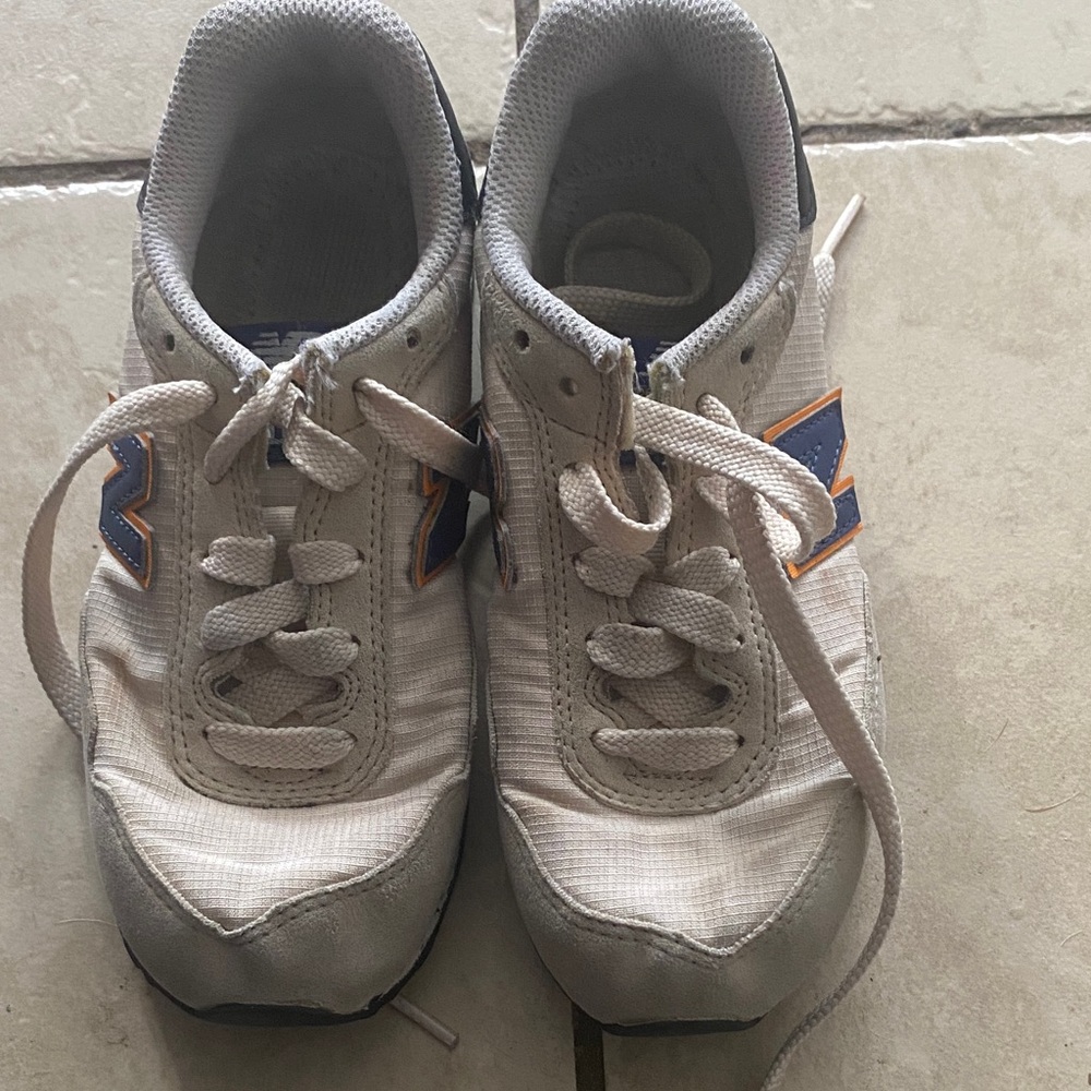 New Balance Kids White and Navy Sneakers